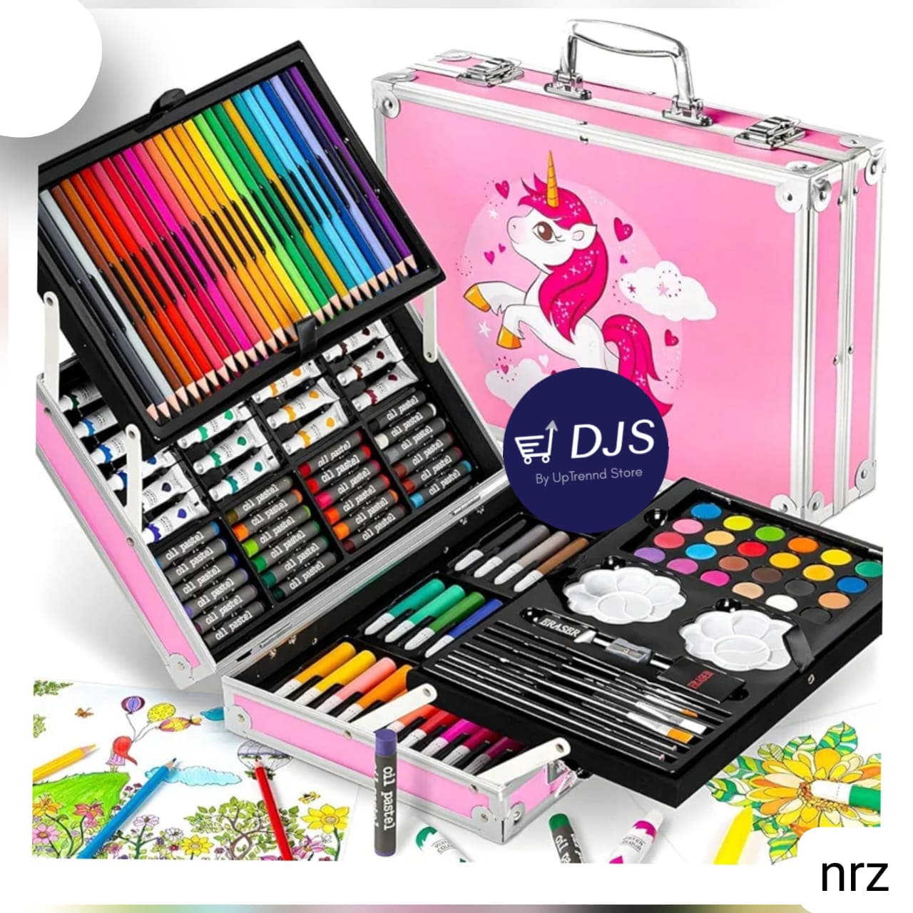 Pink Unicorn Art Suitcase Set